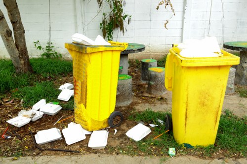 Recycling bins and sorted waste in a Central London area